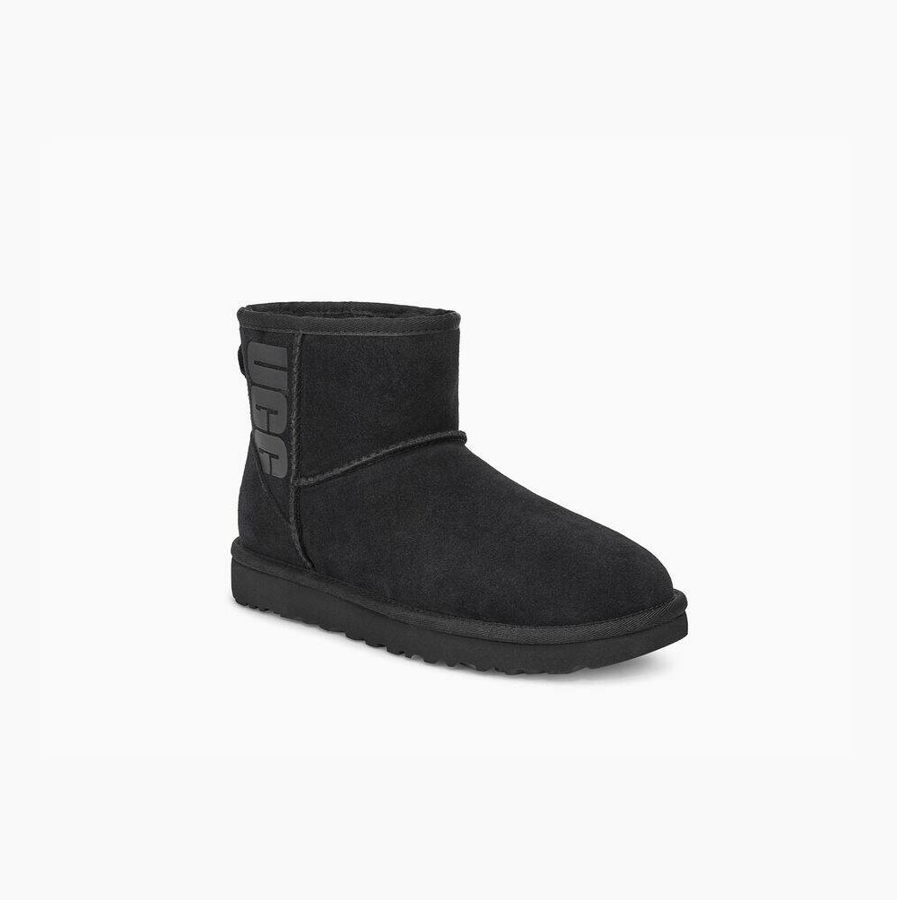 UGG Classic Mini Rubber Logo Black Boots for Women (OTUE54810)